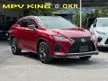 Recon [READY STOCK] 2019 LEXUS RX300 2.0 F SPORT NEW FACELIFT / JAPAN SPEC / APPLE CARPLAY / PANORAMIC ROOF / RED LEATHER / 4 CAM / HUD / BSM / UNREGISTERED - Cars for sale