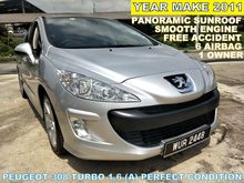 2011 Peugeot 308 TURBO 1.6 (A) PANORAMIC SUNROOF 6 AIRBAG ABS 6 SPEED WITH PERFECT CONDITION
