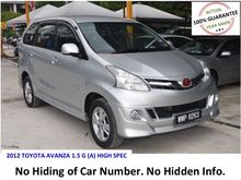VERIFIED YEAR 2012 Toyota Avanza 1.5 G - HIGH SPEC