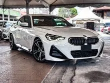 2023 BMW 220i 2.0 M Sport Coupe/Original Low Mileage Only 18K/KM/Sport 2 Door/Sensatec with Black Leather/360 Surround Camera Sports Seats/BSM/Unreg
