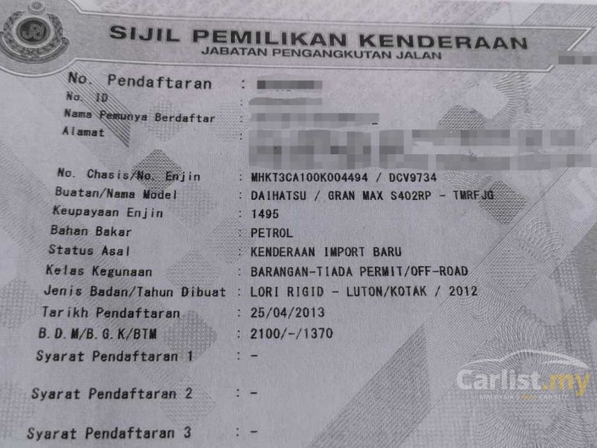 Jual Kereta Daihatsu Gran Max 2013 Pick up 1.5 di Selangor Manual 