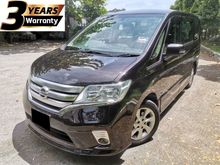 2014 Nissan Serena 2.0 S-Hybrid High-Way Star MPV / 3 YEARS UNLIMITED WARRANTY / 2 POWER DOOR / LEATHER SEAT / HYBRID LOW FUEL CONSUMPTION / 9 YEARS L