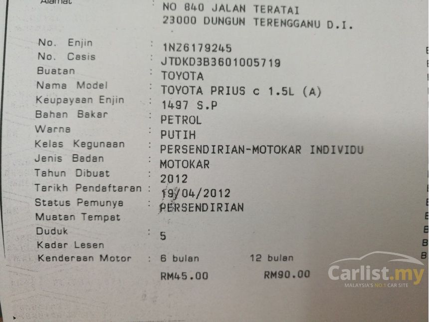 Toyota Prius C 2012 Hybrid 1.5 in Kuala Lumpur Automatic Hatchback ...